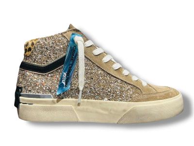 crime london sneaker donna sk8 recut high beige glitter oro 25177aa8.26