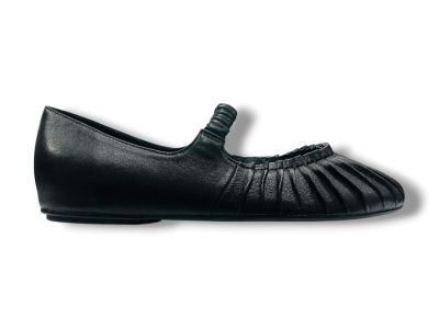 ekp ballerina donna mary jane con pieghe e elastico in nappa nero 4151-parigi