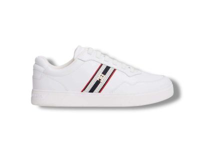 tommy hilfiger sneaker donna in pelle white con logo fw0fw09001ybs