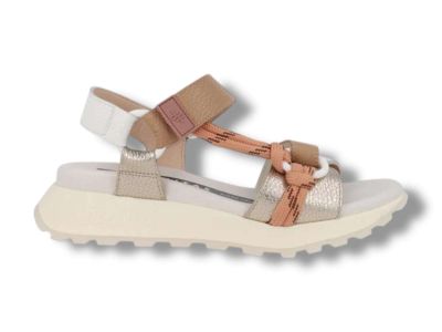 hispanitas sandalo donna chv264869 in pelle bolero platino bianco e mandorla con accessorio nodo corda