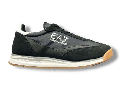 ea7 emporio armani sneakers uomo eclipse in pelle scamosciata e inserti in tessuto tecnico 7x000655af23106mc001 black white