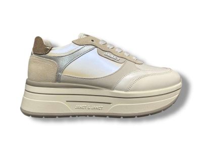 janetandjanet sneakers donna j591 pelle white silver