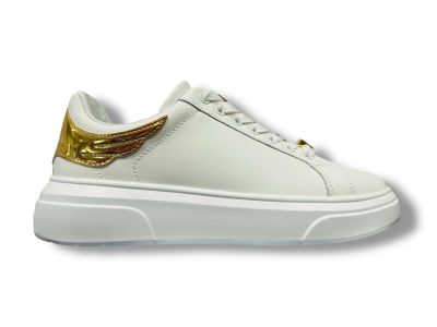 john richmond sneaker donna 30917 c action leather white con accessorio oro