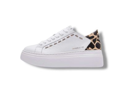emanuelle vee sneakers donna bice 503-19 pelle bianca con dettagli cavallino leopardo 452p-503-19-p003