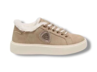 blauer sneakers donna beige con pelo f5venus05 nub