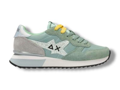 sun68 sneakers donna z36214 stargirl glitter in suede e nylon verde salvia z3621484