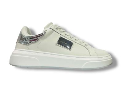 john richmond sneaker donna 30920 c action leather white con targhetta logo silver