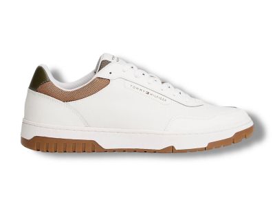 tommy hilfiger sneakers fm0fm056290k4 ecru army green dh basket core leather