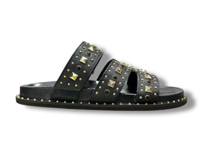 ekp sandalo donna fasce pelle con borchie miste 3937k fusby