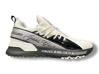 versace jeans couture sneakers donna dynamic 80va3sa8 zsd99 l02 knit white black silver