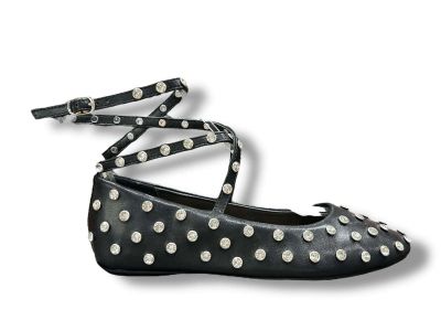 ekp scarpa ballerina con schiava alla caviglia pelle nero e strass 3917k parigi