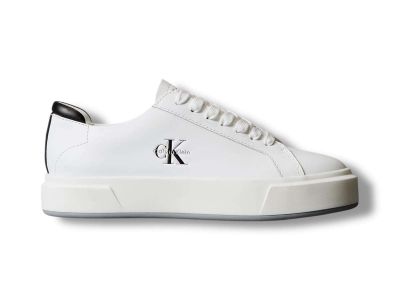calvin klein sneaker donna basket cupsole laceup lth yw0yw01945 01w bright white black