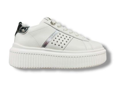 janetandjanet sneaker donna j-400 pelle white silver 425