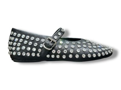 ekp scarpa ballerina mary jane pelle nero e strass 3624k parigi