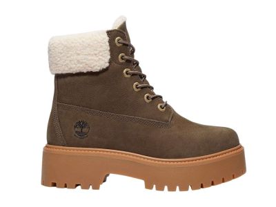 timberland a2pu6 donna stivale mid warm waterproof foderato con plateau stone street da donna in marrone scuro tb0a2pu6