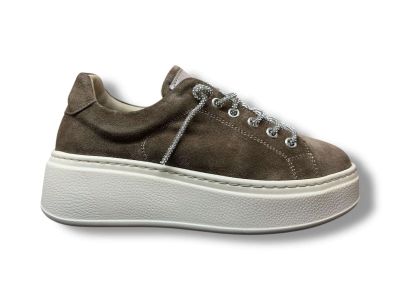 step sneakers donna in suede sughero e laccio strass 266001