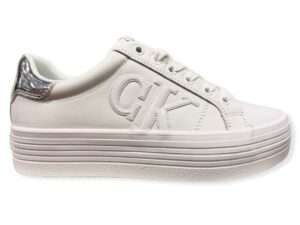 calvin klein yw0yw00395 bright white vulcanized flatform sneakers m