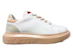 love moschino ja15044 g1eia210b sneakers bianco cipria