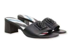 tommy hilfiger fw0fw06477 th leather branding heel sandal black