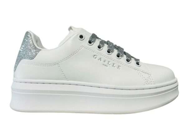 gaelle gbcdp2959 sneakers bianco e tallone microglitter argento