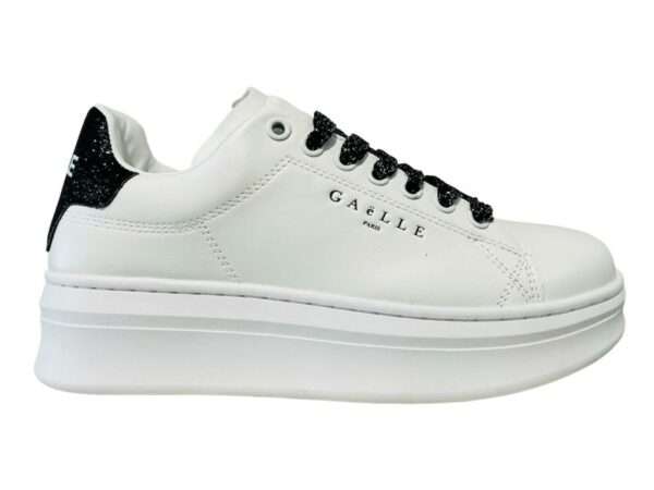 gaelle gbcdp2959 sneakers bianco e tallone microglitter nero