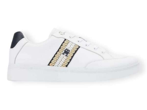 tommy hilfiger fw0fw07106ybs white court sneakers with webbing