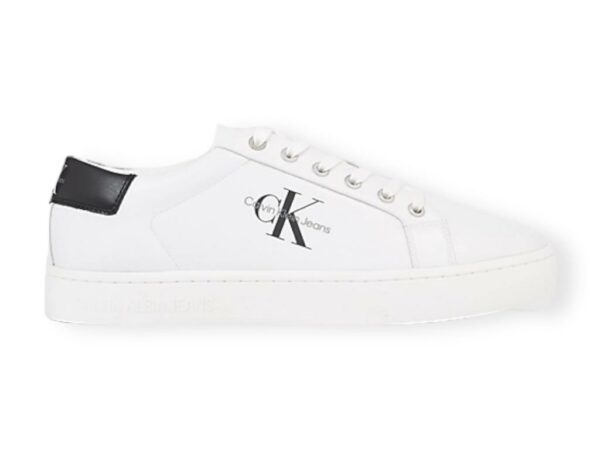 calvin klein  classic cupsole lace up low lth bright white ym0ym00491yaf