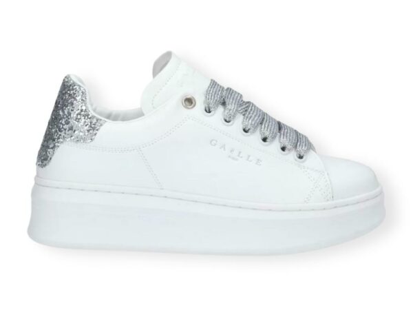 gaelle gbcdp3076 sneakers bianco con tallone glitter argento