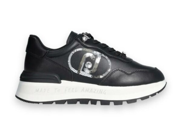 liu jo amazing 20 sneakers platform con logo paillettes bf3087ex20701039 black