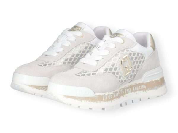 liu jo sneaker platform in rete lurex amazing 23 white light gold ba4001px303s1052