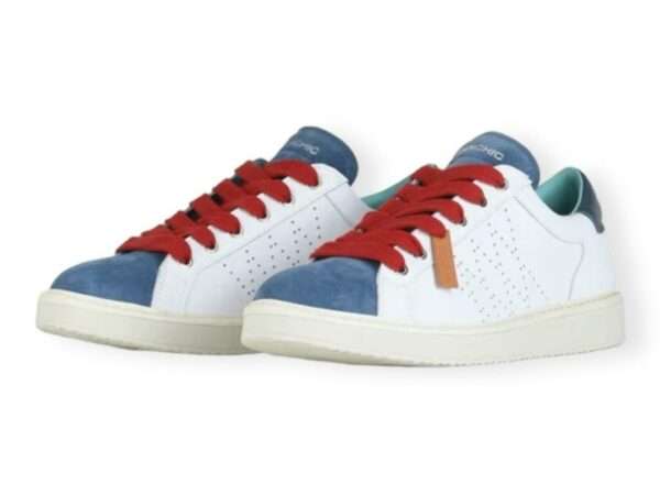 panchic p01 lace up shoe leather suede white basic blue red p01m013 00873036