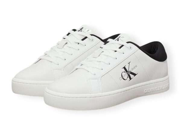 calvin klein sneaker uomo ym0ym0086401w bright white blk classic cupsole low lace up lth
