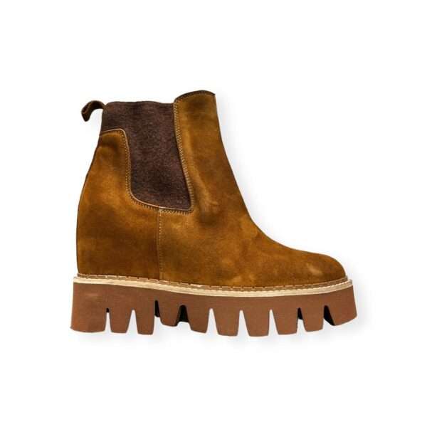 chiara luciani stivaletto donna con zeppa interna d518 camoscio brandy