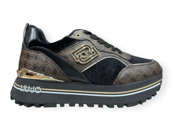 liu jo sneaker donna monogram saffiano maxi wonder 73 brown black bf4007ex057s1840