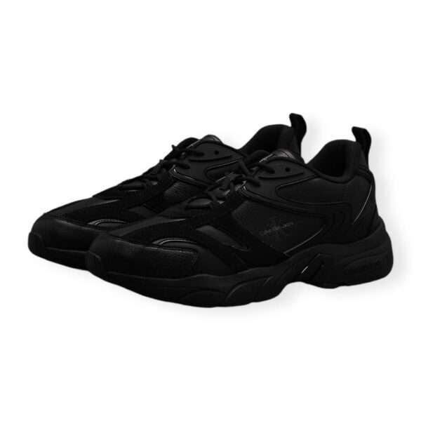 calvin klein sneaker uomo ym0ym011030gj retro tennis low lace auth snk triple black