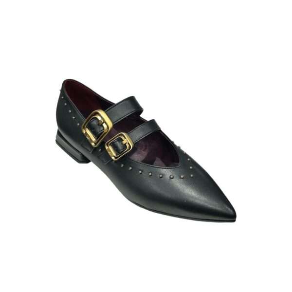 lorenzo mari scarpa ballerina donna mary jane con fibbie giglio12 nappa nero