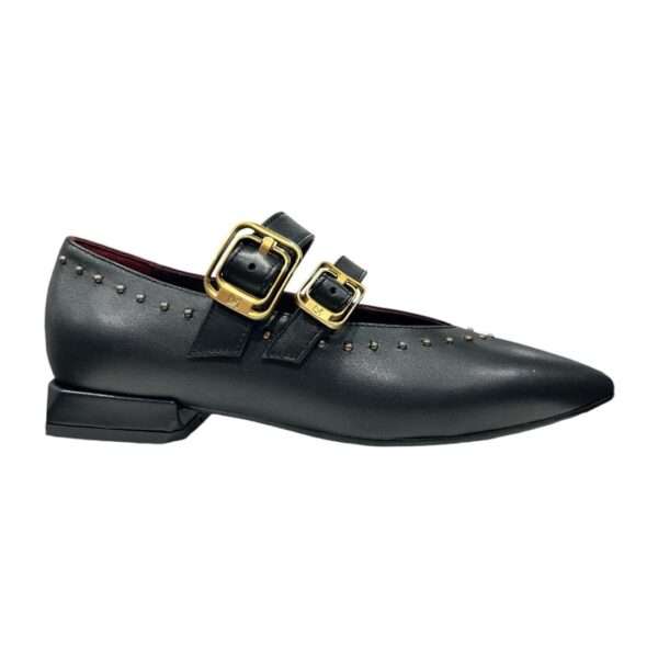 lorenzo mari scarpa ballerina donna mary jane con fibbie giglio12 nappa nero