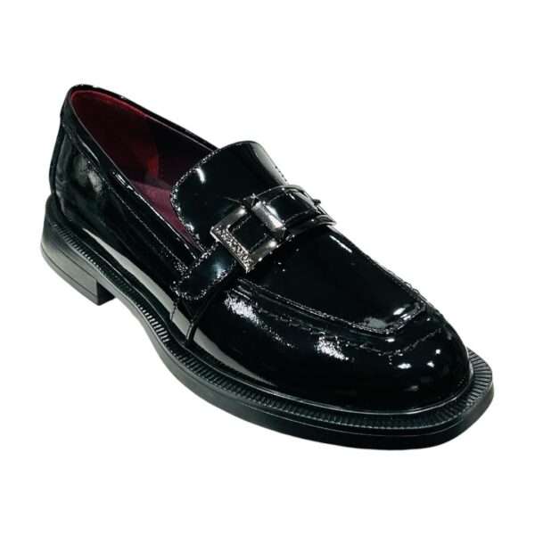 lorenzo mari scarpa mocassino donna carla02 vernice nero con fibbia