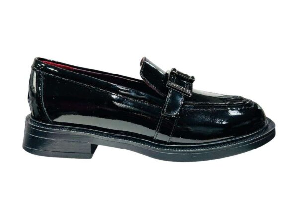 lorenzo mari scarpa mocassino donna carla02 vernice nero con fibbia