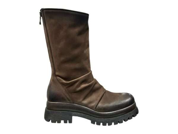 metisse stivaletto biker donna con pieghe nv933 nabuck moro