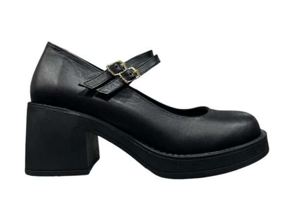shaddy scarpa tacco donna nero con doppia fibbia mary jane 100 250325