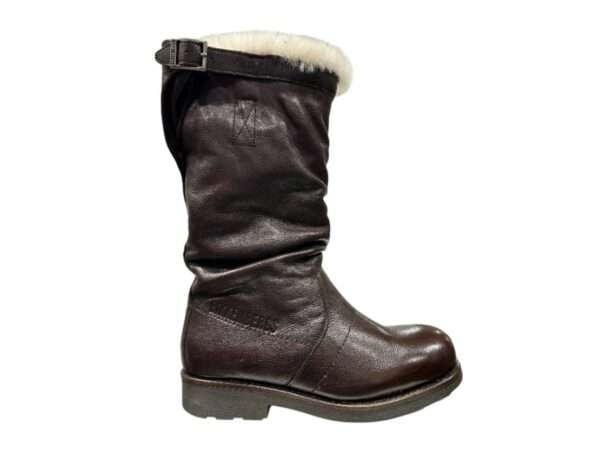 bikkembergs stivale donna biker medio in shearling montone testa di moro 25016 a