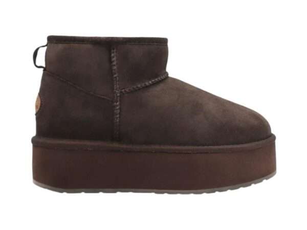 emu australia stivaletto in montone stinger micro flatform w13082 chocolate brown