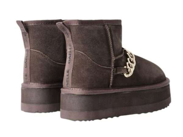 gaelle boots donna eskimo marrone in pelle con pelliccia e catena oro gacaw01148 mtfi0020
