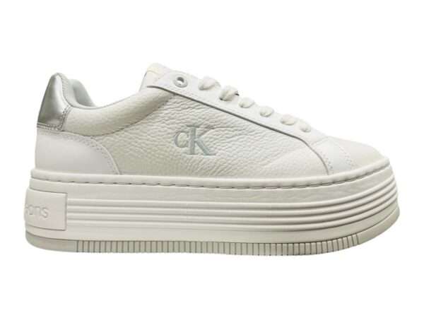 calvin klein sneakers donna yw0yw01766 0li bold flatform low lace mg bright white silver