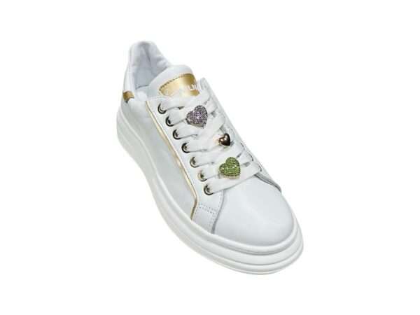 meline sneakers donna 608 acc-bi variante 996 soft bianco laminato platino bi22