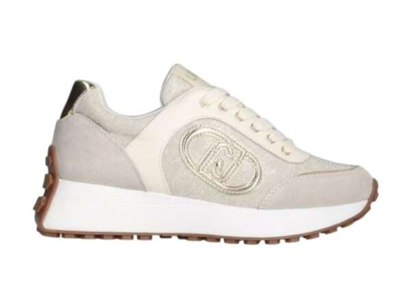 liu jo sneakers donna lolo 17 beise sand in lurex ba5001px60101127