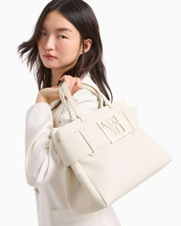 armani exchange borsa donna a mano con dettaglio logo asv bianco xw000285af11902u1074