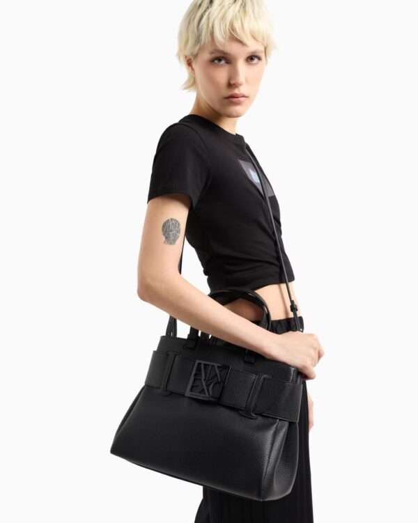 armani exchange borsa donna a mano con dettaglio logo asv nero xw000285af11902uc001