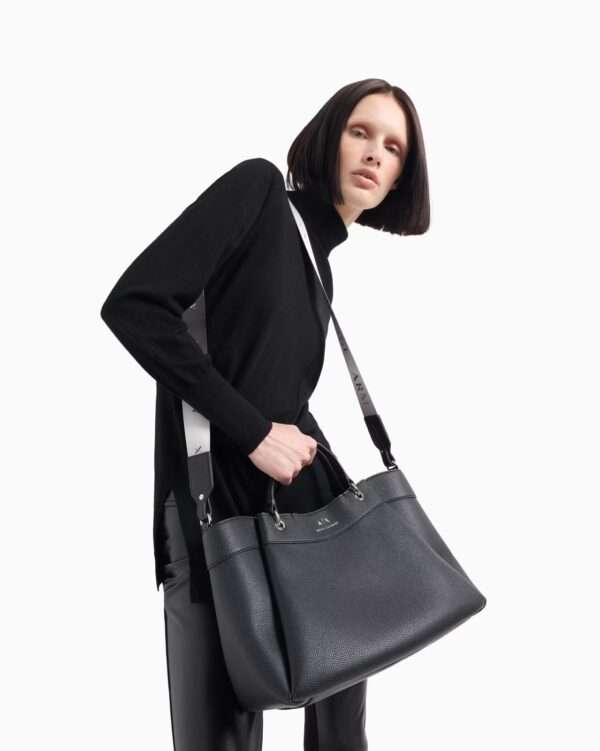 armani exchange borsa donna  a mano grande con tracolla degradè nero 942910cc78300020